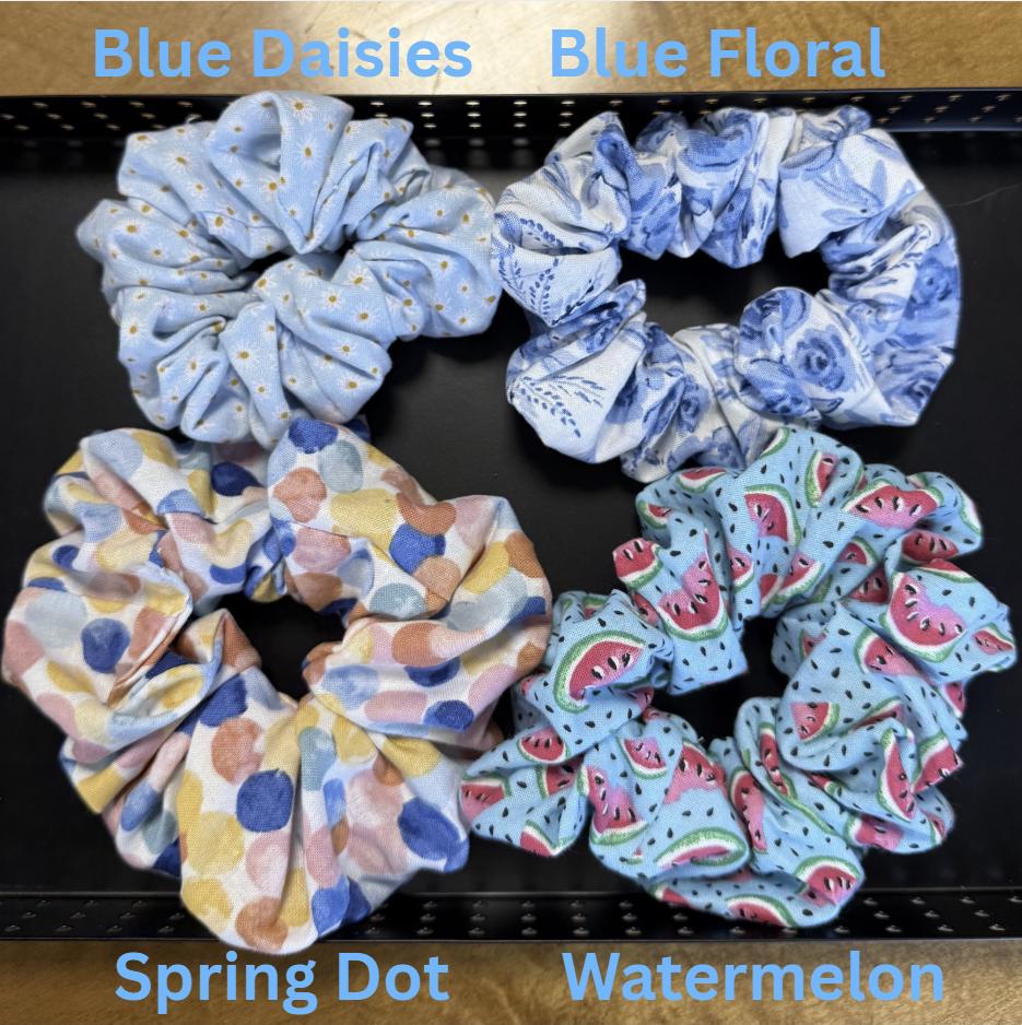 Handmade Cotton Fabric Scrunchies - Cheerful Prints, Hair Accessories