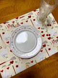 Set of Four Reversible Place Mats / Kitchen Baking Theme & Red Polka Dot