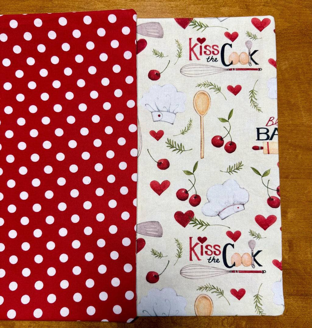 Set of Four Reversible Place Mats / Kitchen Baking Theme & Red Polka Dot