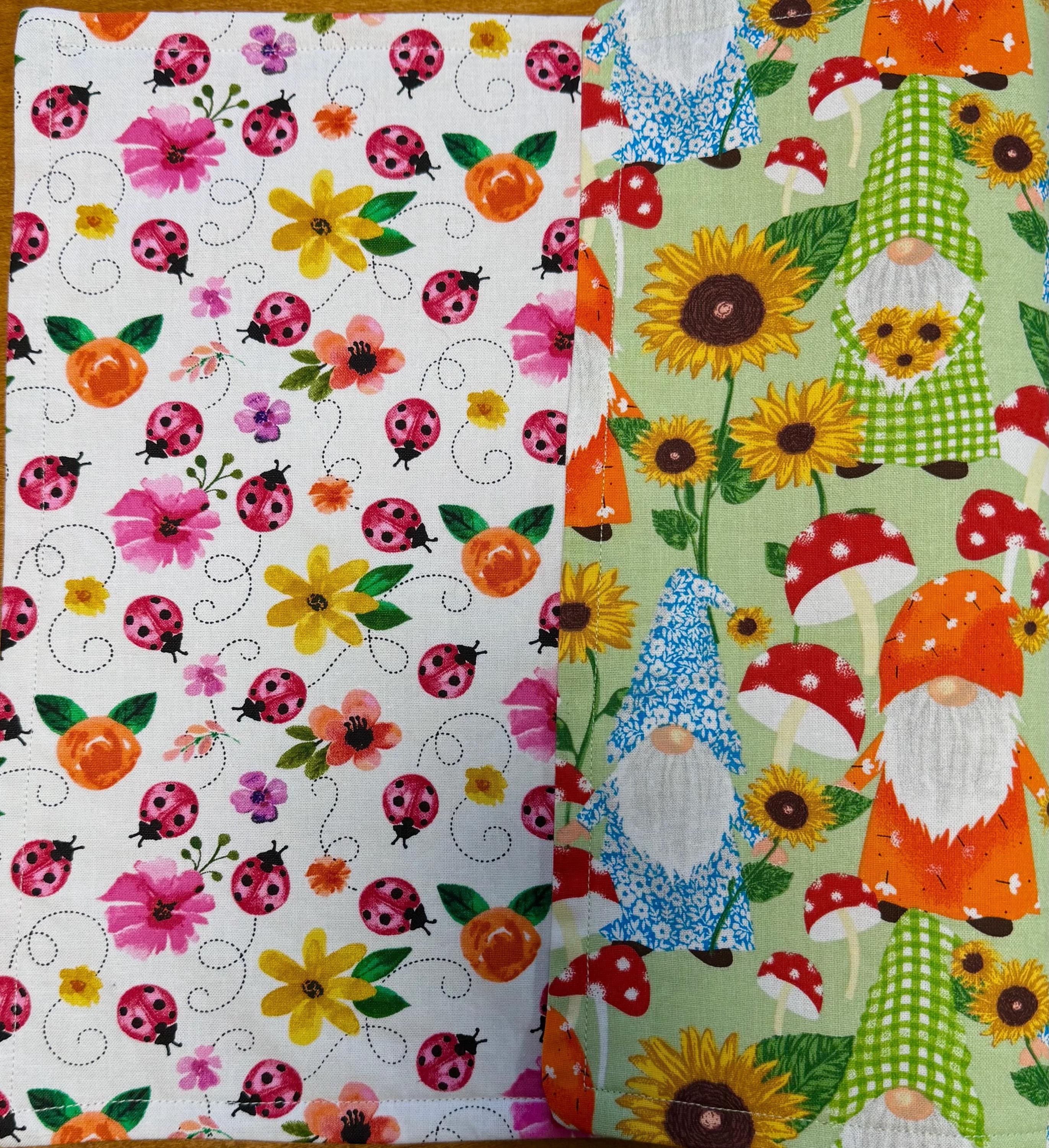Set of Spring Reversible Placemats • Gnome & Ladybug Table Decor • Easter Kitchen Decor • Cute Spring Table Mats • Handmade Dining Set