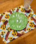 Set of Four Reversible Fabric Placements / Sunflower & Bunblebees / Perfect for Spring thru Fall