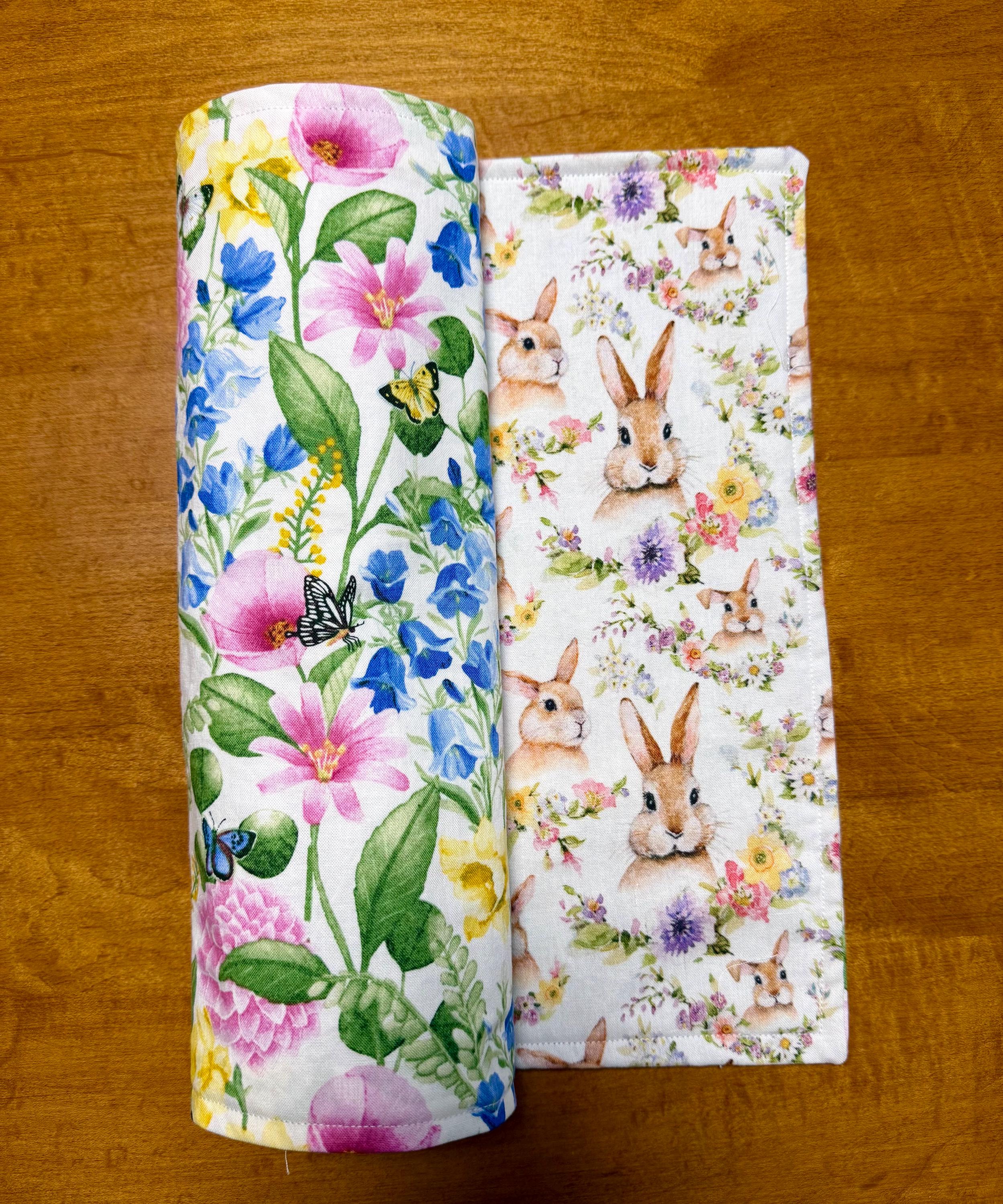 Set of Four Easter/Spring Reversible Fabric Placemats
