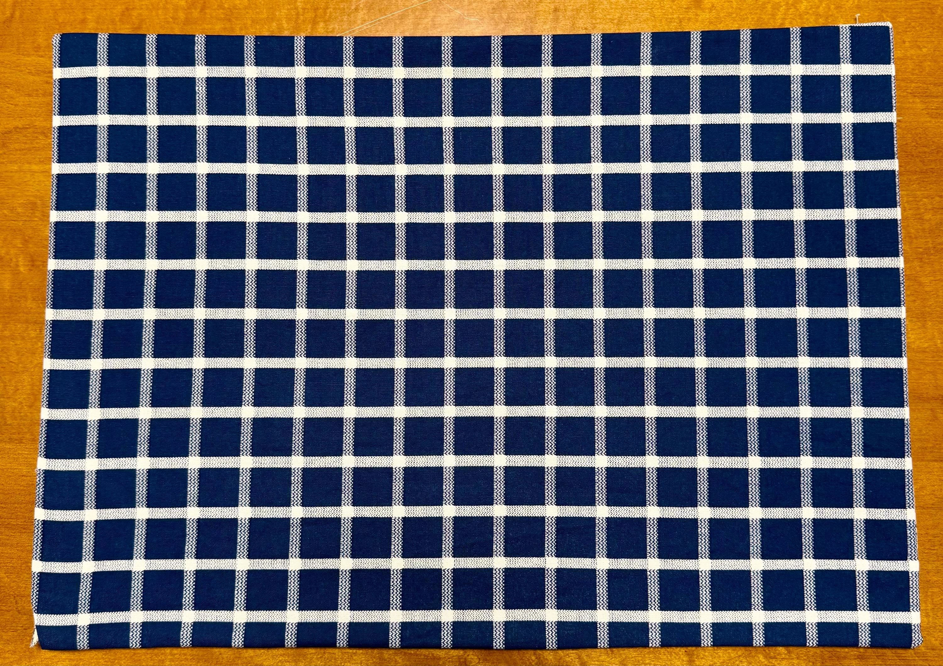 Set of Four Reversible Place Mats / Persian Geometric Florals / Navy Checkered Grid