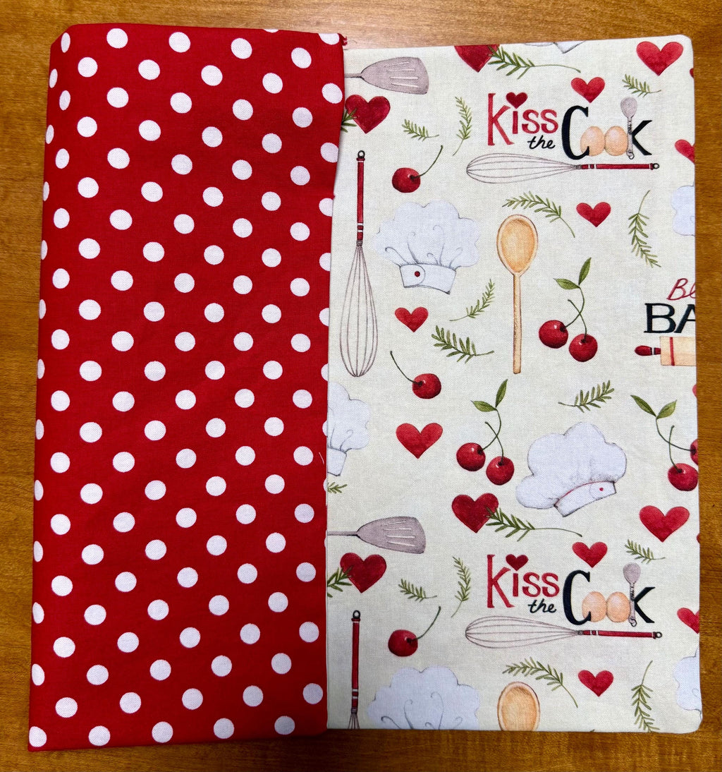 Set of Four Reversible Place Mats / Kitchen Baking Theme & Red Polka Dot