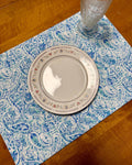 Set of Four Reversible Place Mats / Blue Paisley & Small Florals