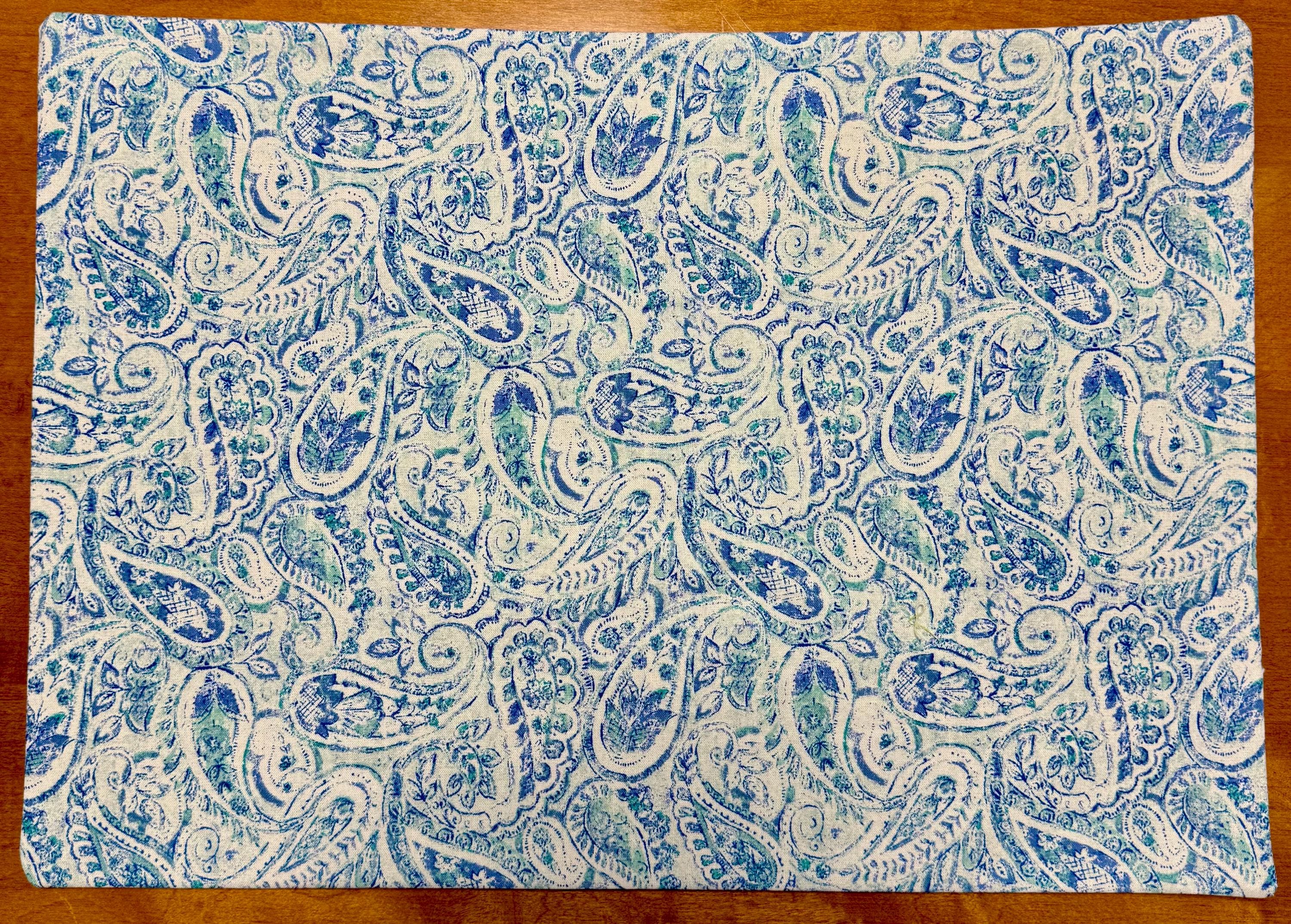 Set of Four Reversible Place Mats / Blue Paisley & Small Florals