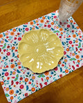 Set of Four Reversible Place Mats / Spring Birds and Flowers