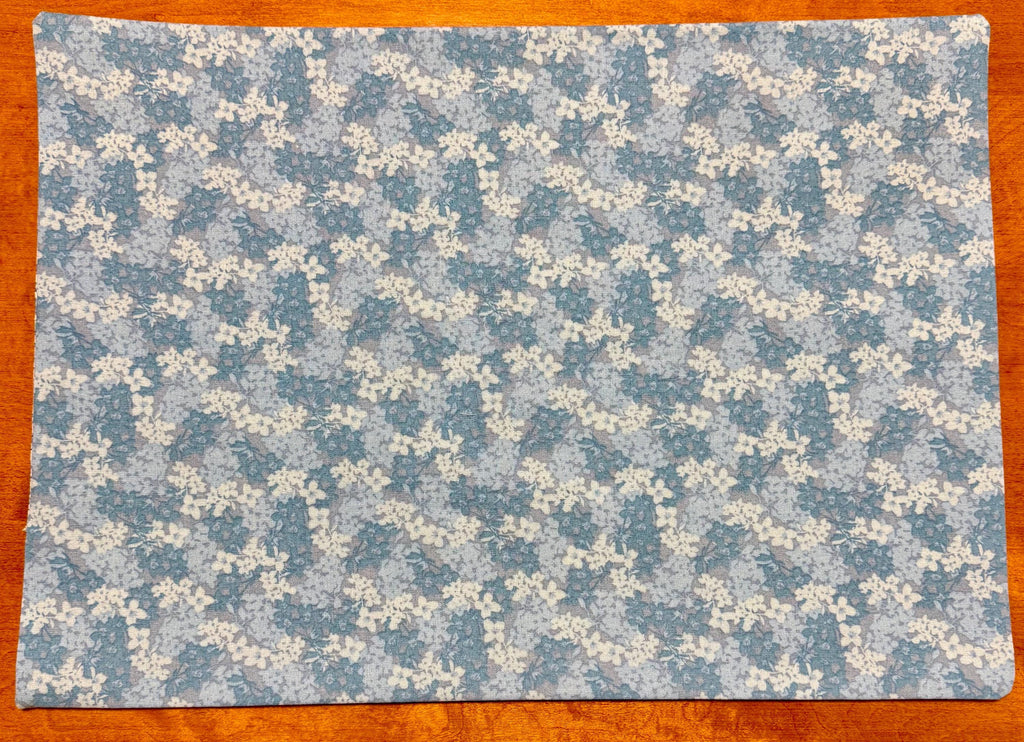 Set of Four Reversible Place Mats / Blue Paisley & Small Florals