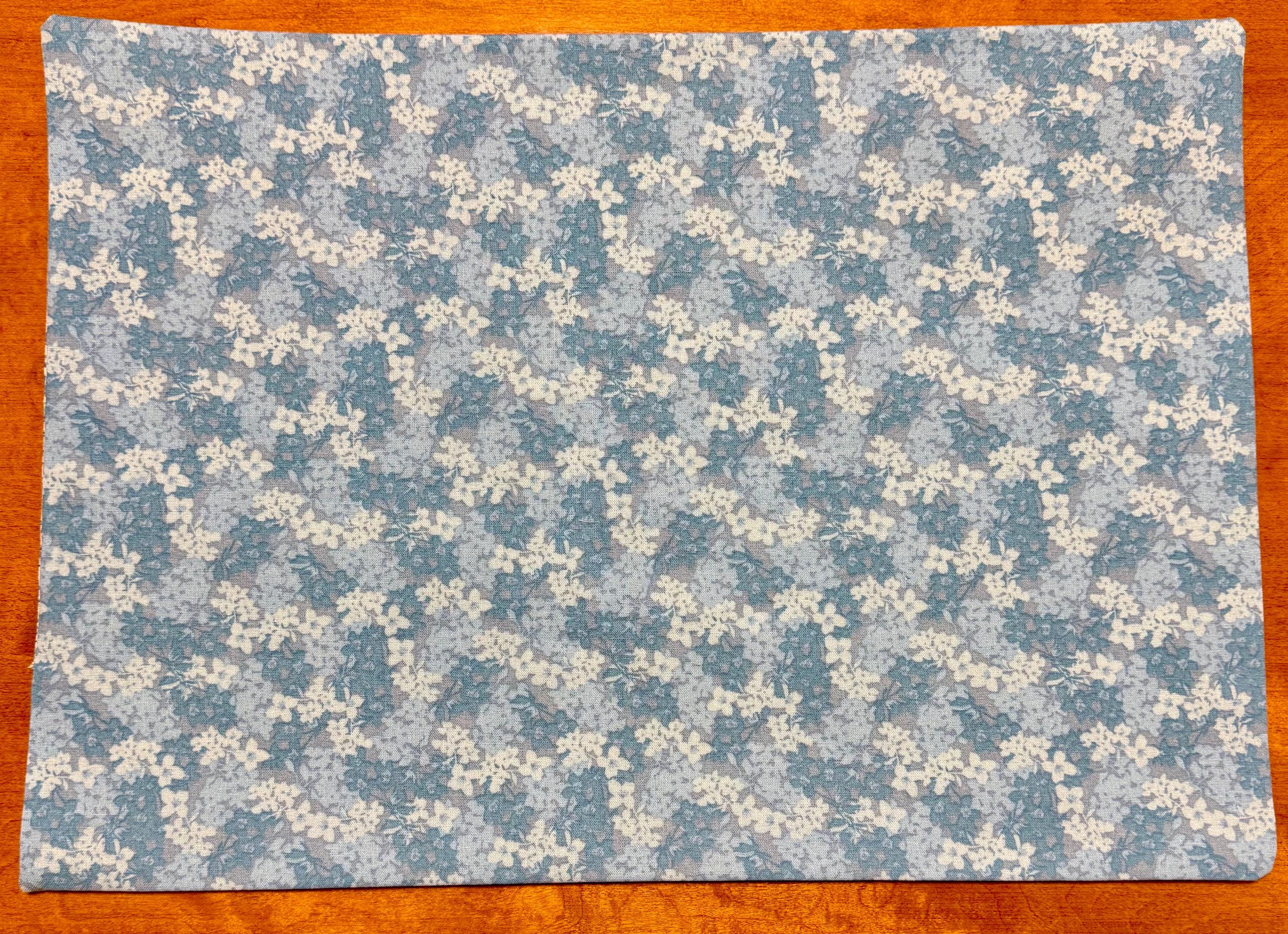 Set of Four Reversible Place Mats / Blue Paisley & Small Florals